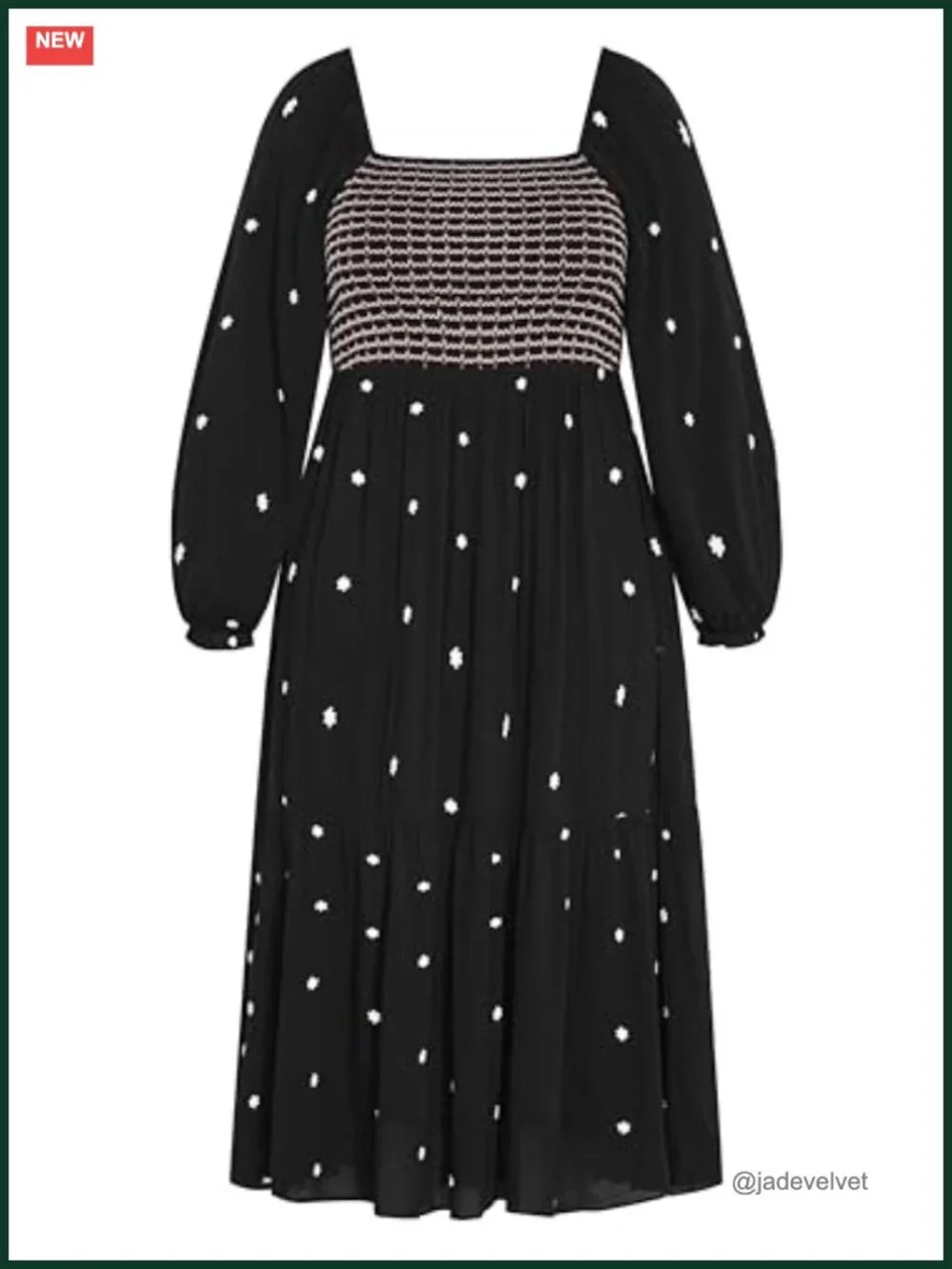 Plus Size Fit & Flare Maxi Dress with Puff Sleeves & Square Neckline
